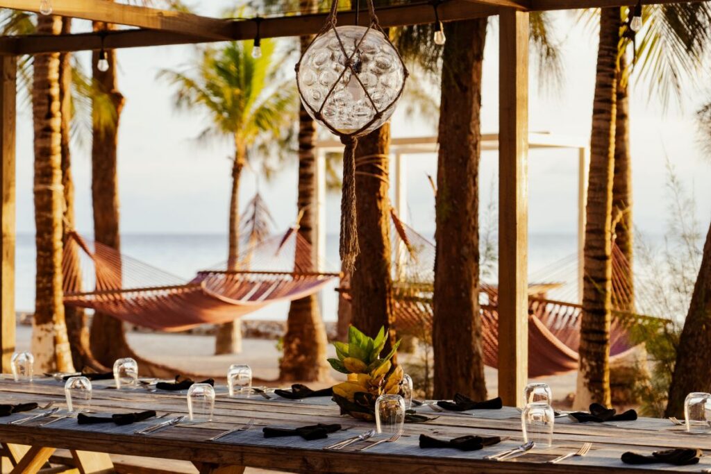 Dining at Thatch Caye