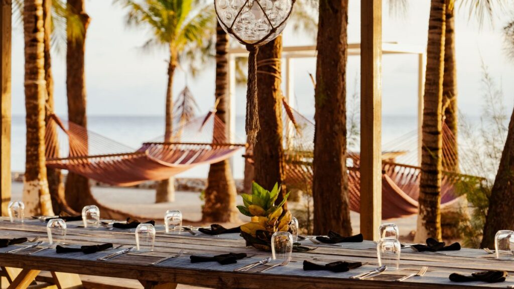 Dining at Thatch Caye
