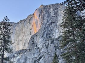 Firefall at Yosemite is an annual winter phenomenon in which a seasonal waterfall on El Capitan seems to glow like lava at sunset (Photo- Christine Sarkis)