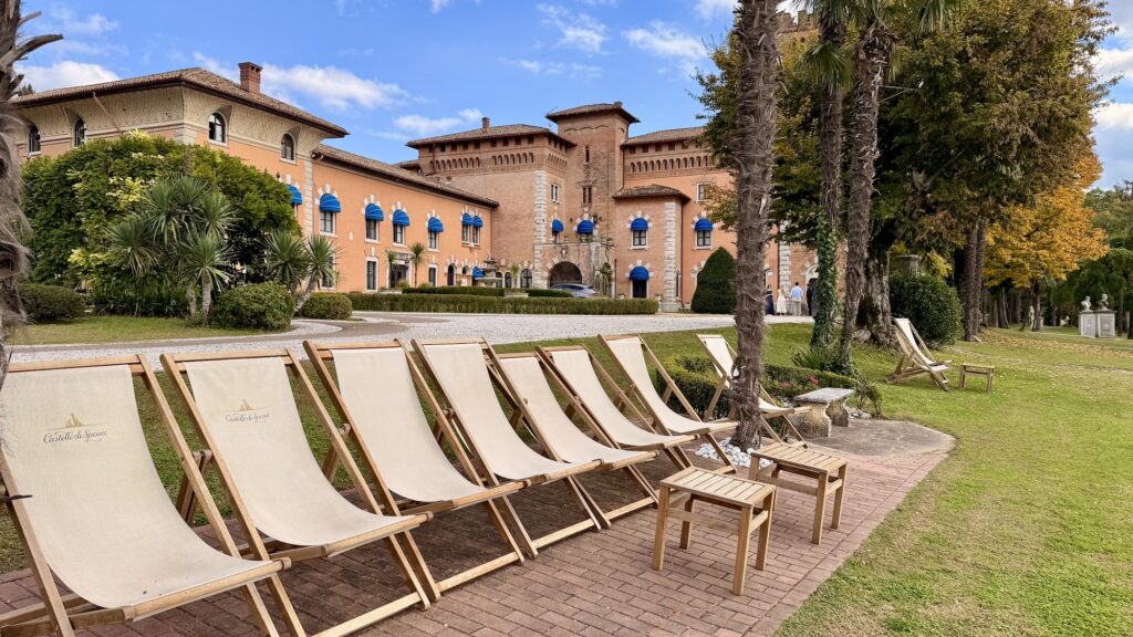 Seats and buildings at castello di spaltenna