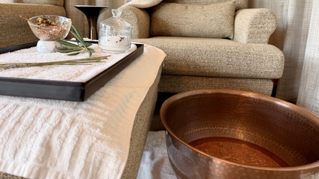 Terroir Spa at Appellation Healdsburg: copper tub for foot soak