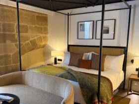 Guest room at Hotel Palacio de los Angeles in Haro in Spain's Rioja region