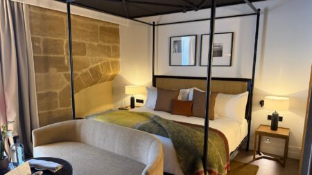 Guest room at Hotel Palacio de los Angeles in Haro in Spain's Rioja region
