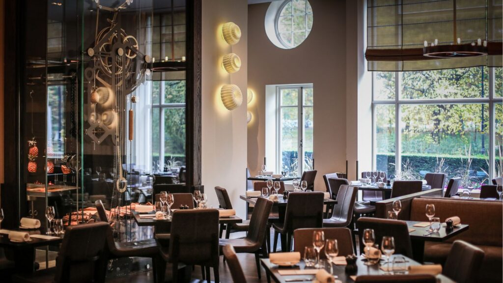 Dinner by Heston Blumenthal restaurant interior at the Mandarin Oriental in London