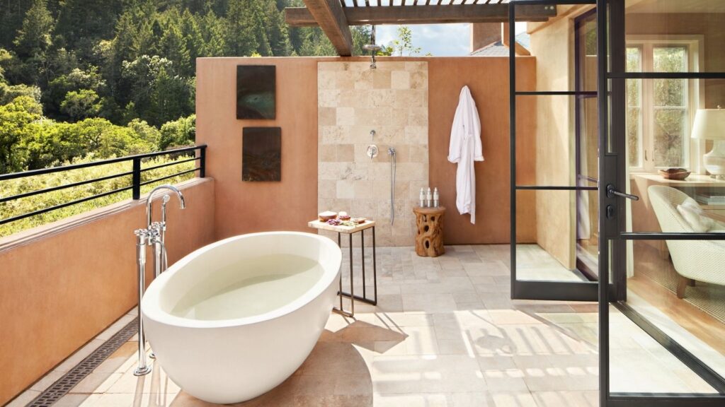 private maison terrace bathtub at Auberge du Soleil