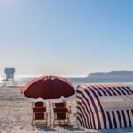 Beach chairs on the beach at the Hotel del Coronado