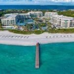 An aerial view of the beach at The St. Regis Longboat Key