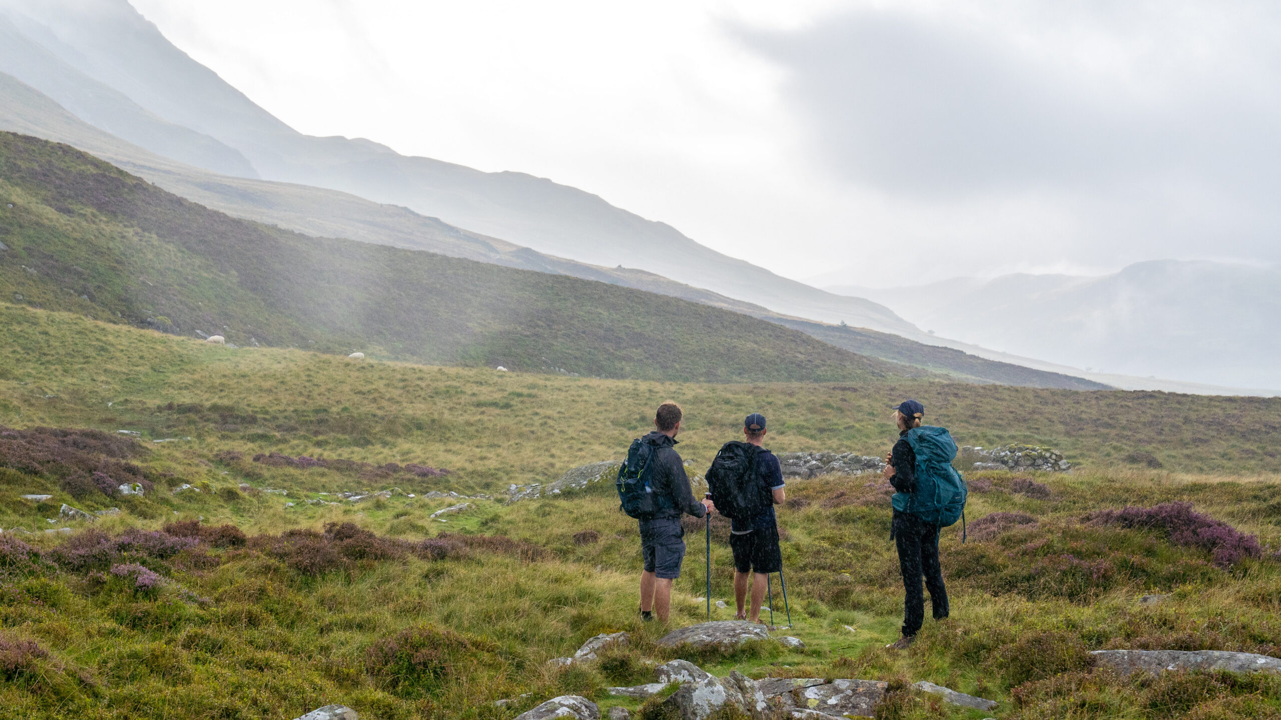 People walking in Wales, UK.