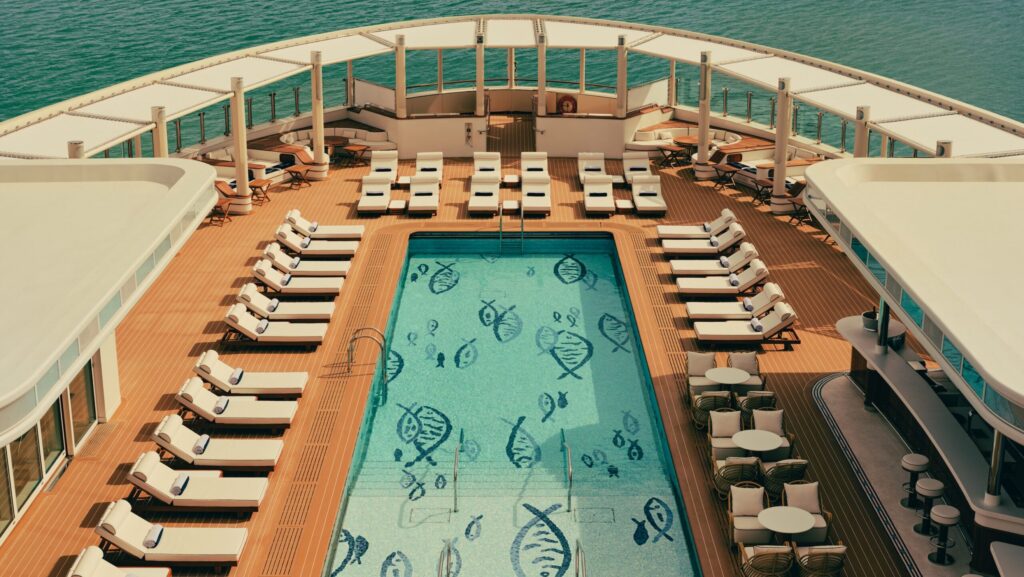 Pool deck on a mega-yacht