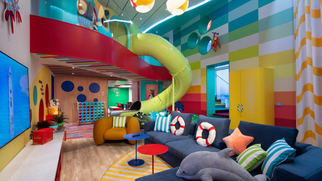 Slide in a colorful room on Legend of the Seas