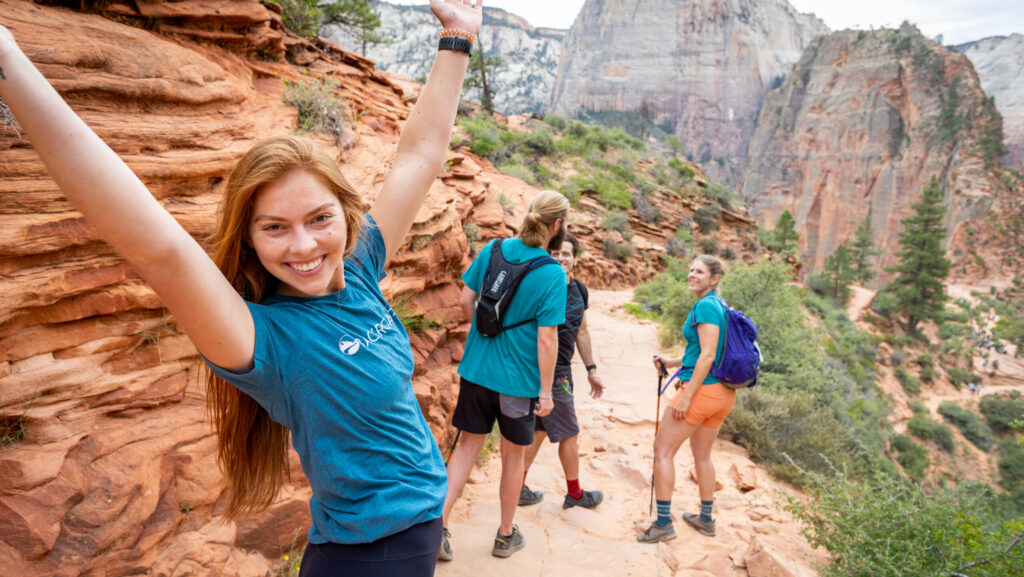 Group hiking in Zion National Park