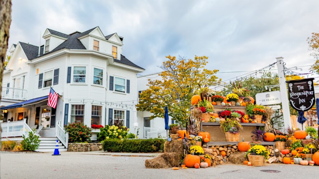 Kennebunkport Inn with a fall pumpkin display