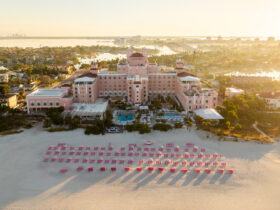 Pink hotel at the beach