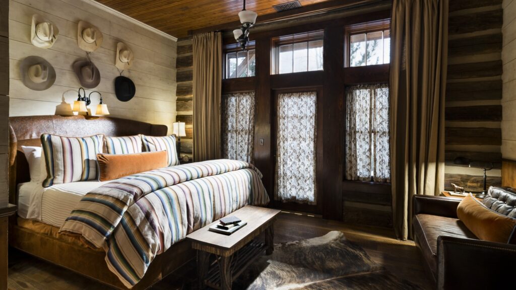A guest room at The Granite Lodge at The Ranch at Rock Creek