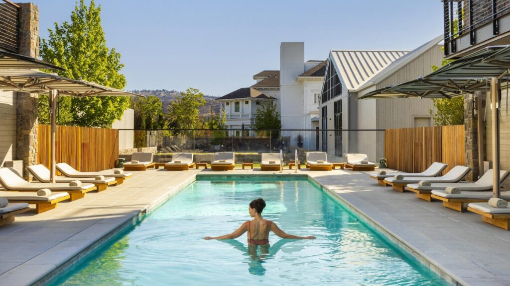 A woman in the pool at Alila Napa Valley