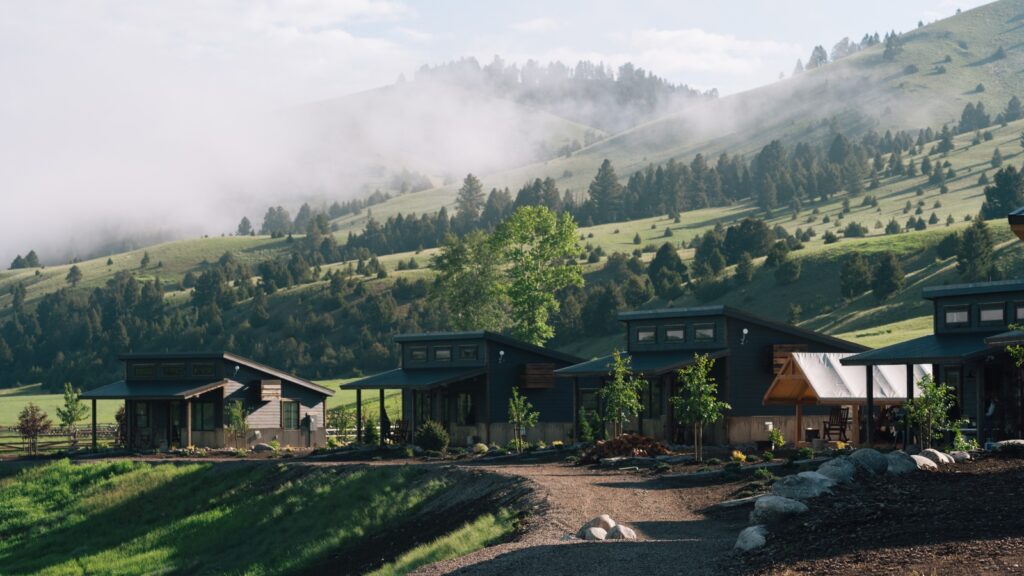 The exterior of some of the cabins at The Meadows on Rock Creek