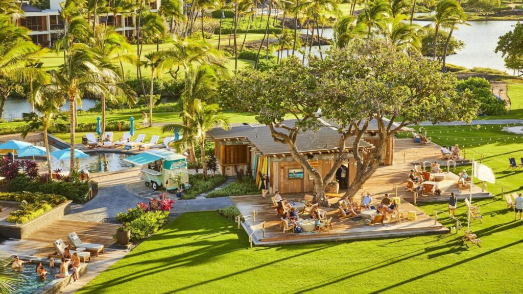 aerial view of pool area at Mauni Lani Resort in Hawaii
