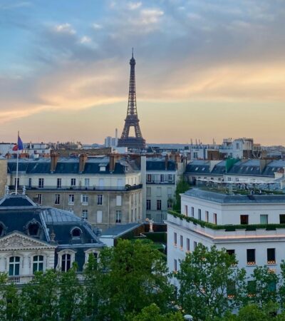 view of the Eiffel Tower from a room at the Paris Marriott Champs Elysses