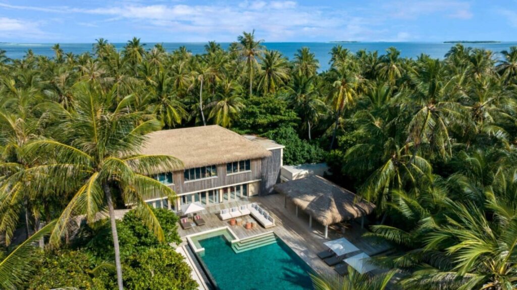 A three-bedroom beachfront residence at InterContinental Maldives Maamunagau Resort