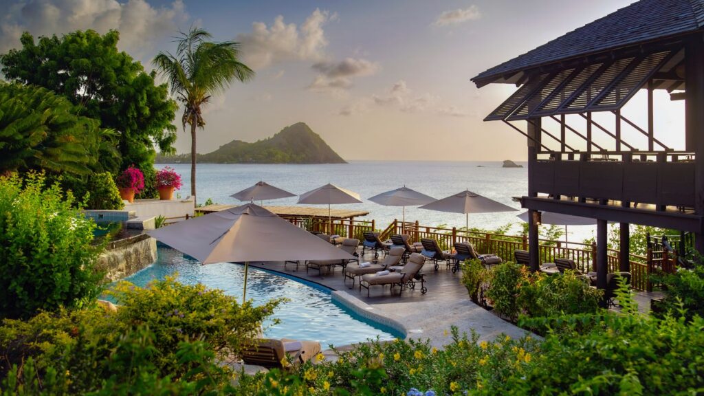 Cap Maison pool and Caribbean waters