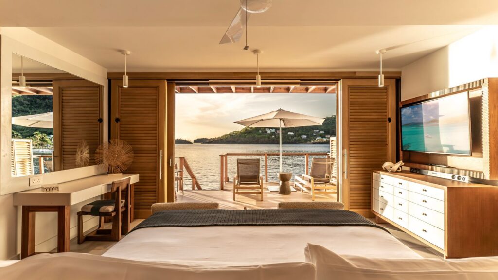 Sandals Saint Vincent and the Grenadines, interior of an Overwater Vincy Villa